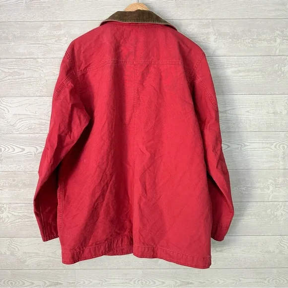 L.L. Bean Red Utility Jacket with Brown Collar - Picture 2 of 6